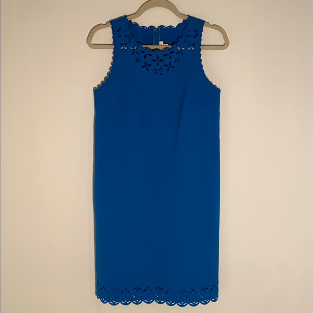 J. Crew Factory Blue Scalloped Dress